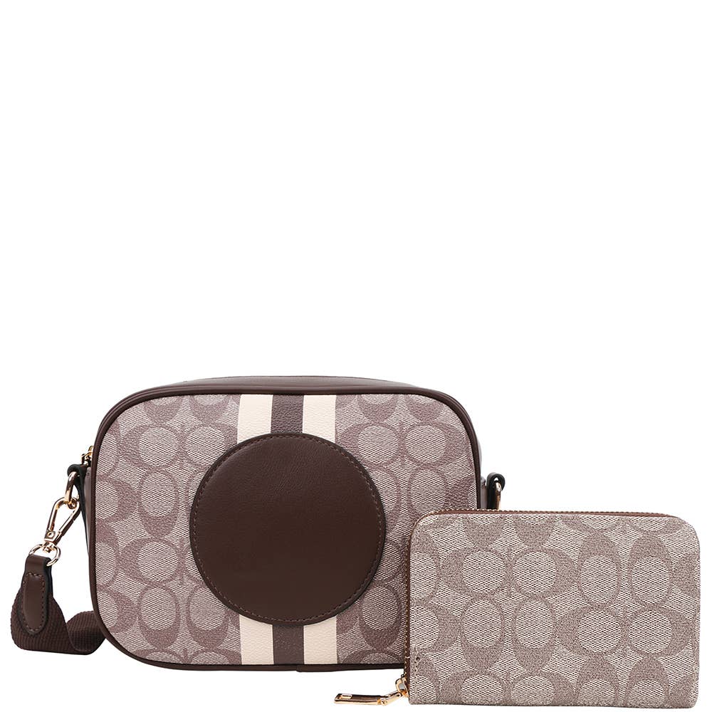 JOIA ACCESSORIES - Wholesale Crossbody Bag - Women's - 2IN1 OVAL DESIGN ZIPPER CROSSBODY W WALLET SET, XFT 9102W3