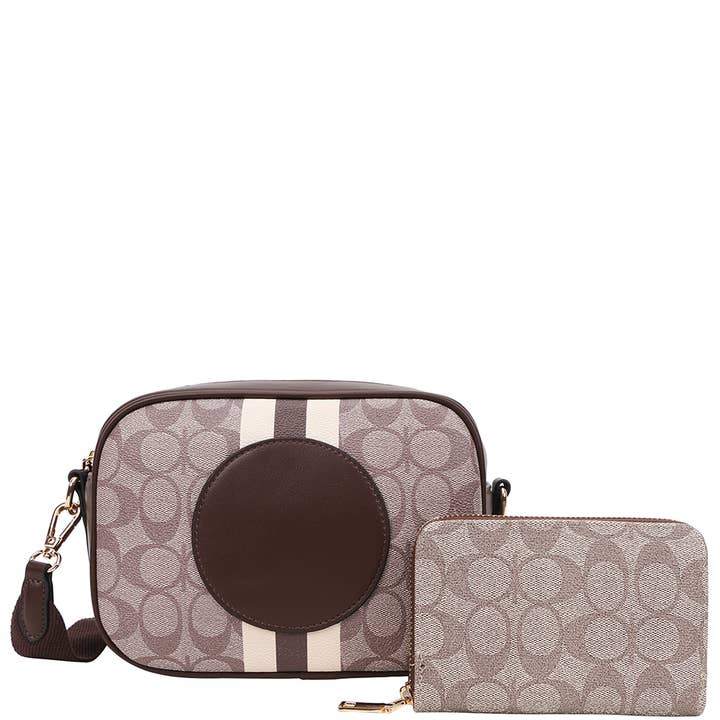 JOIA ACCESSORIES - Wholesale Crossbody Bag - Women's - 2IN1 OVAL DESIGN ZIPPER CROSSBODY W WALLET SET, XFT 9102W3