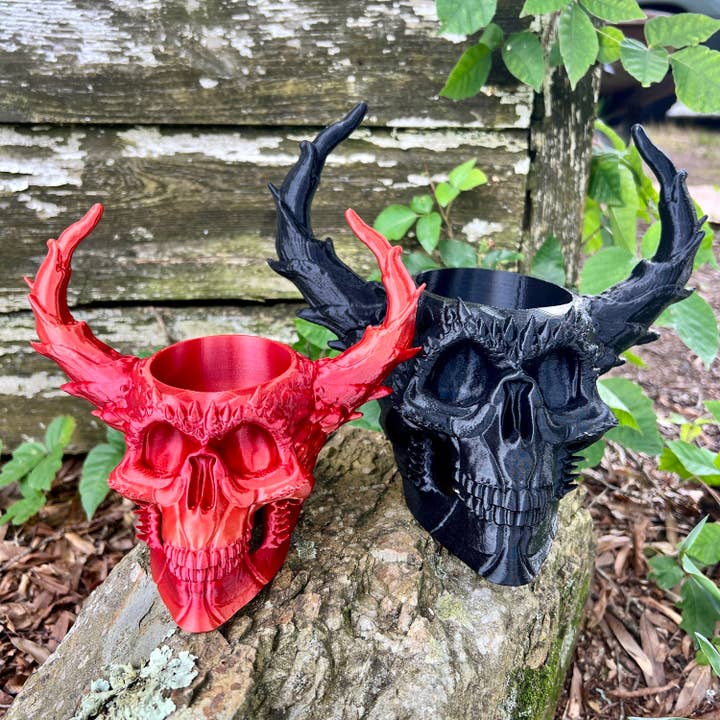 NumanPrints - Wholesale Plant Pot - Demonic Horned Devil Skull Planter 3D Printed Novelty
