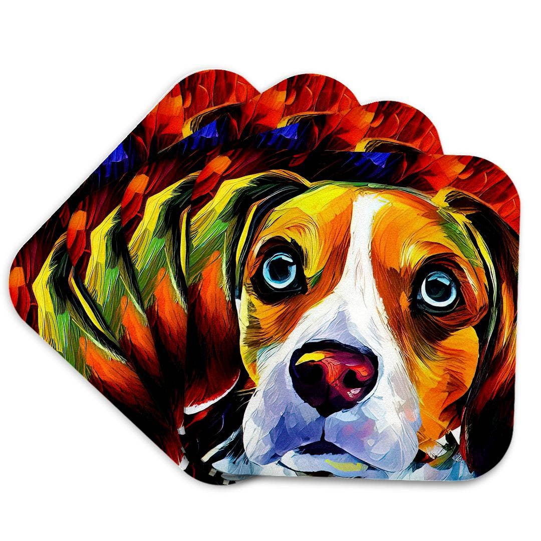 3dRose – Großhandel Untersetzer – 3dRose, Gesichtsporträt eines liebenswerten Beagle-Hundes. Familienfreundliches Geschenk oder Glücksbringer, Untersetzer.7