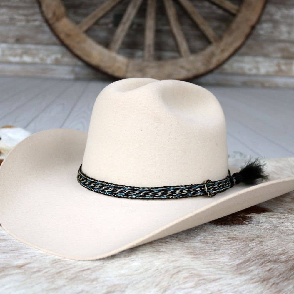 Willow Lane Hat Co. – Großhandel Hutzubehör – Damen – Blaues Hutband mit geflochtenen Quasten aus Pferdehaar — Frost2