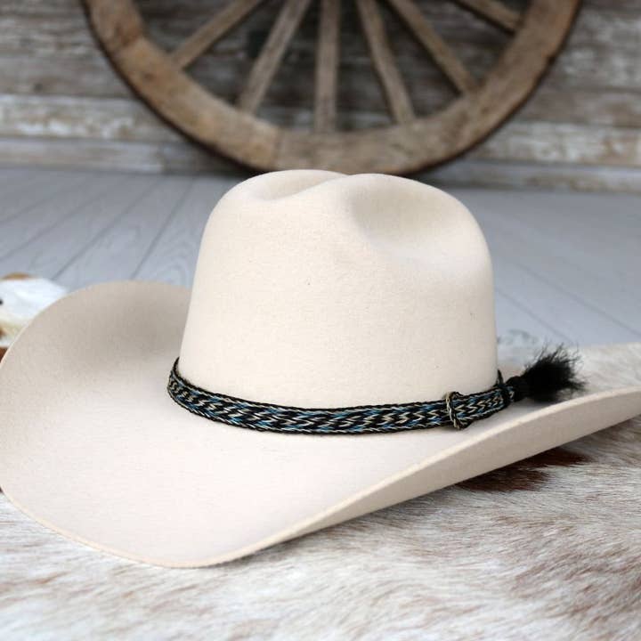 Willow Lane Hat Co. - Wholesale Hat Accessory - Women's - Horsehair Blue Braided Tassel Hat Band - Frost2