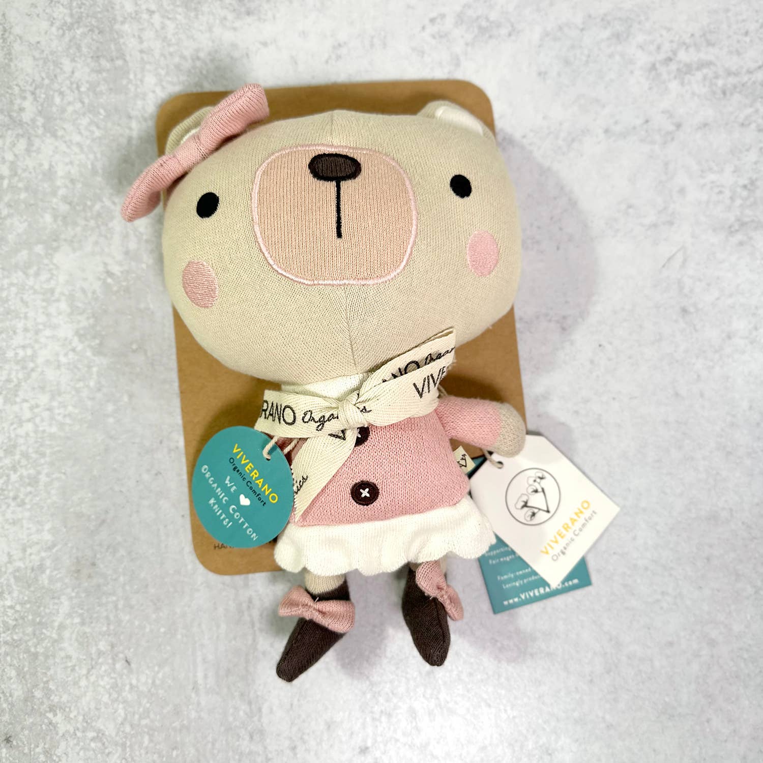 Viverano Organics - Wholesale Stuffed/Plush Toy - Kids & Baby - Frankie Bear Organic Cotton Knit Stuffed Animal Baby Toy6