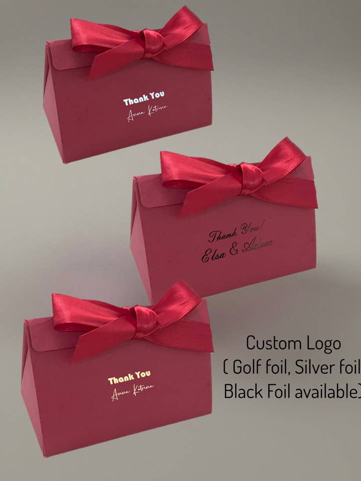 Personalized Burgundy Wedding Gift Ribbon Candy Goody Boxes for wholesale by ANYGIFTGOODPACKINGBOX