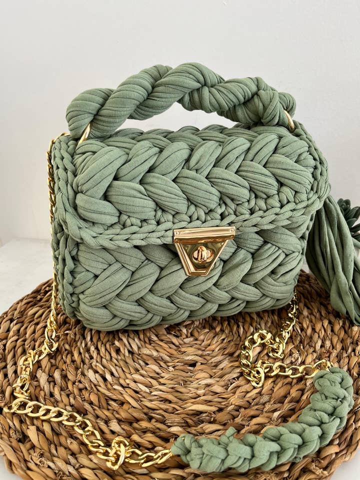 CHQEL Green Clutch Bag for Women Handmade Crochet Purse for wholesale by CHQEL