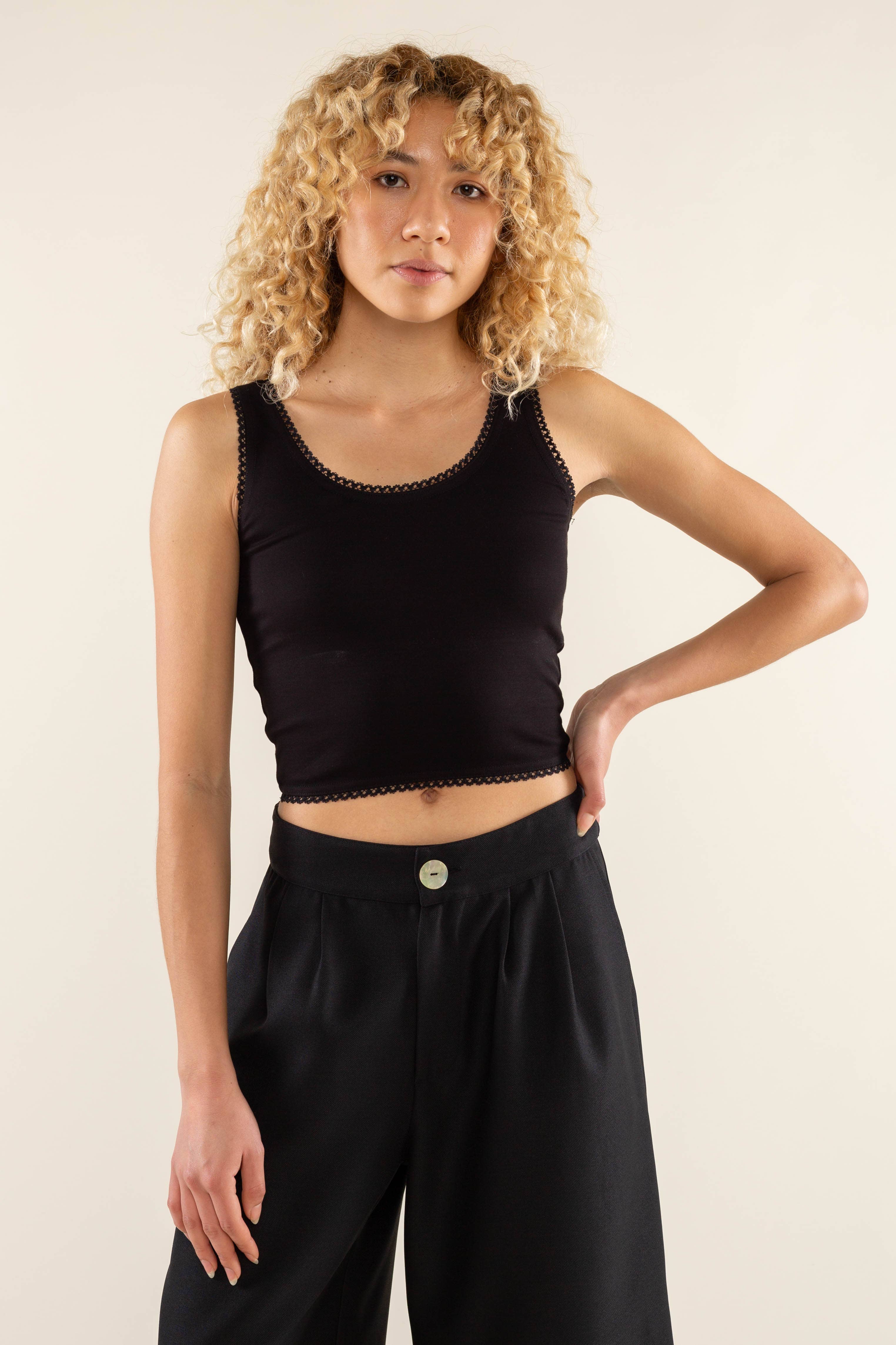 NLT – Tops – Mulher por atacado – Tanque de Colheita de Papoula | Aguarnição de Vieira0