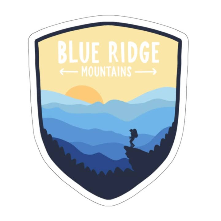 Blue Ridge Mountains Weatherproof Sticker for wholesale by Colleen Goldhorn Creative Co