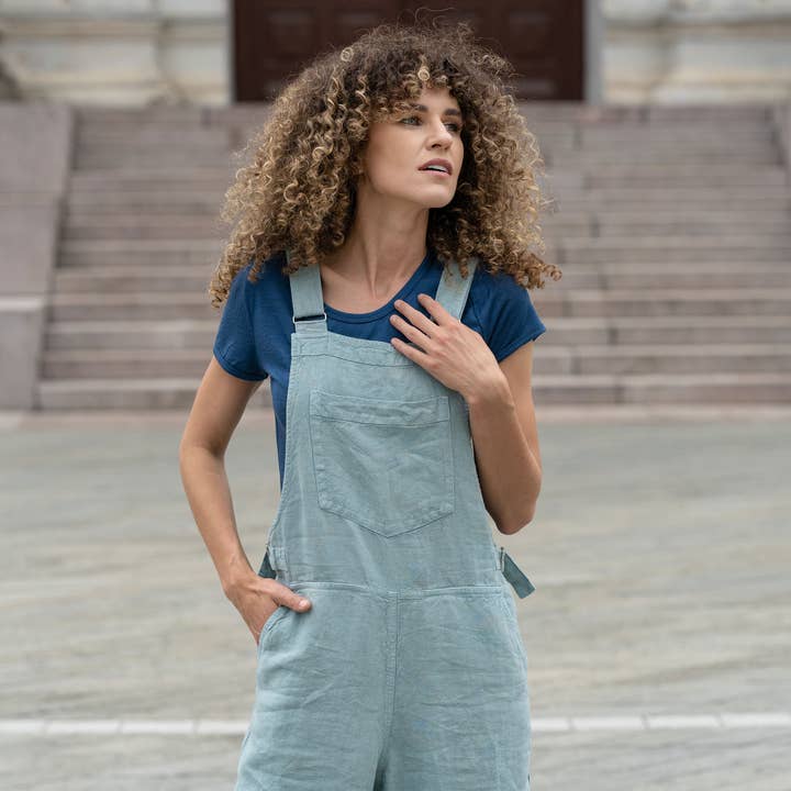 menique - Wholesale Jumpsuit - Women's - Linen Pinafore Jumpsuit Nicci - Summer Loose Romper Overall2