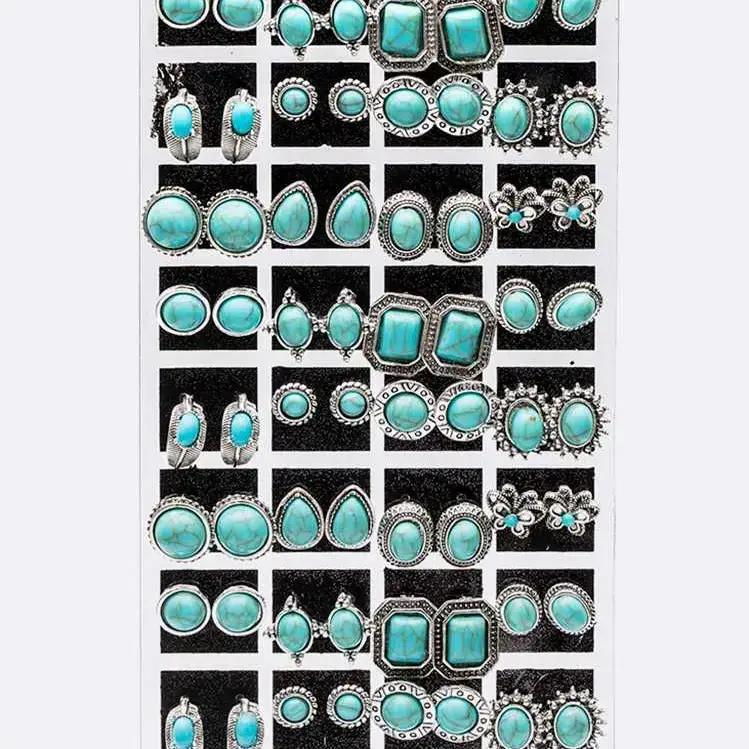 STQ 36 Paar Ohrstecker-Set aus türkisfarbenem Mix für den Großhandel auf Faire0