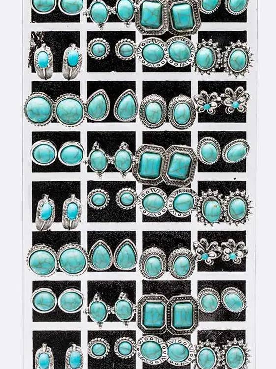 36 paar turkooizen mix oorknopjes, set van 36 paar voor wholesale door anbfashion