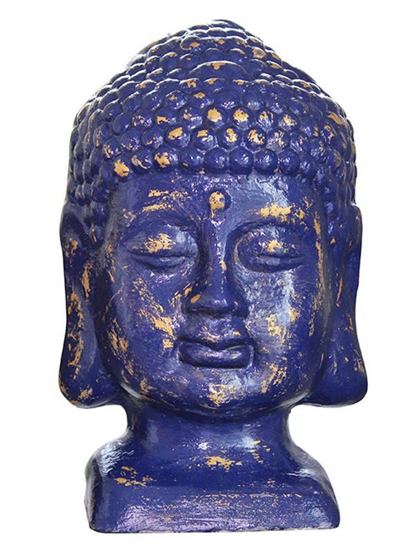 Blue and Gold Buddha Head for wholesale by Little Elephant