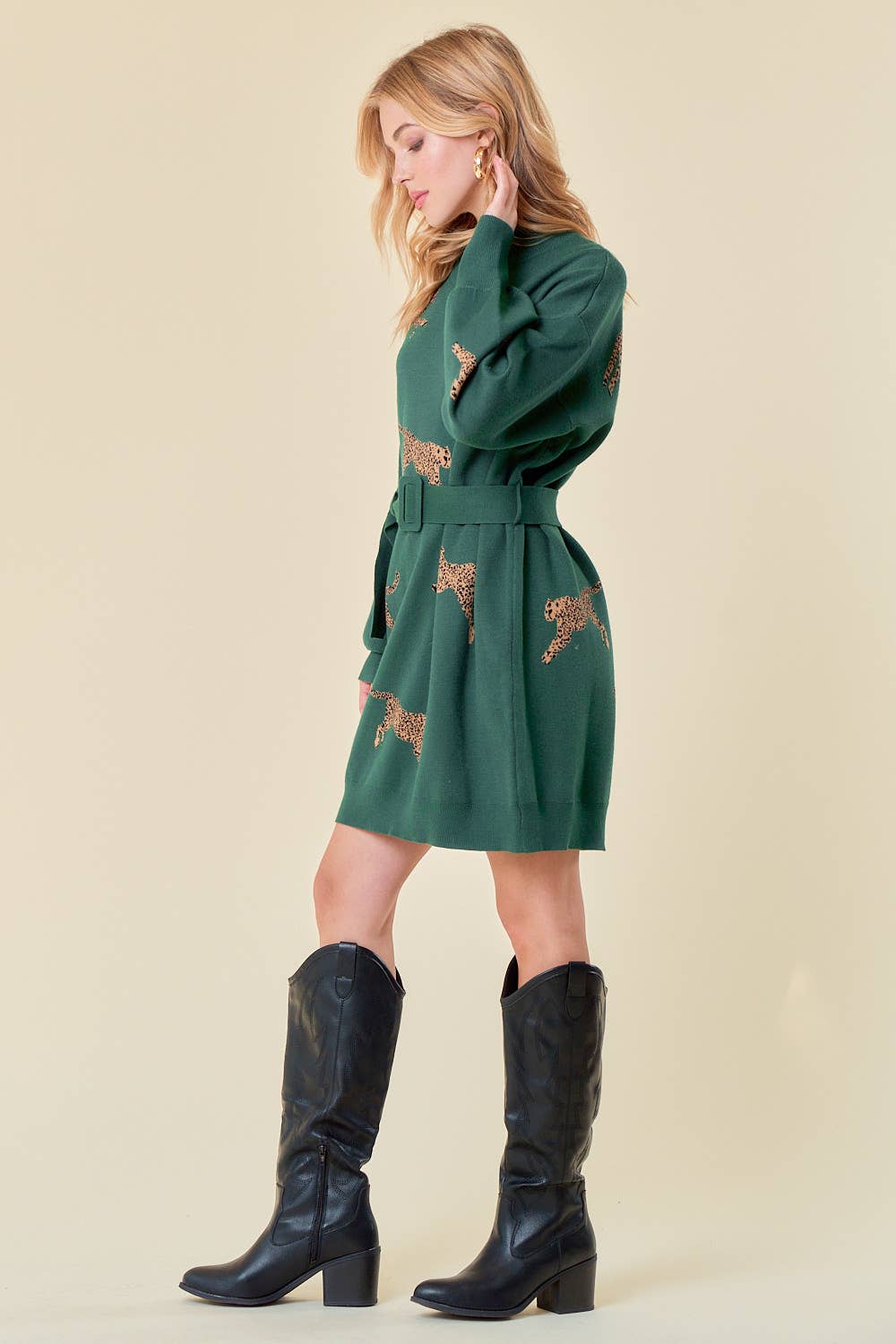 SKOV Cheetah sweaterkjole med bælte - 1702C for engroshandel på Faire2