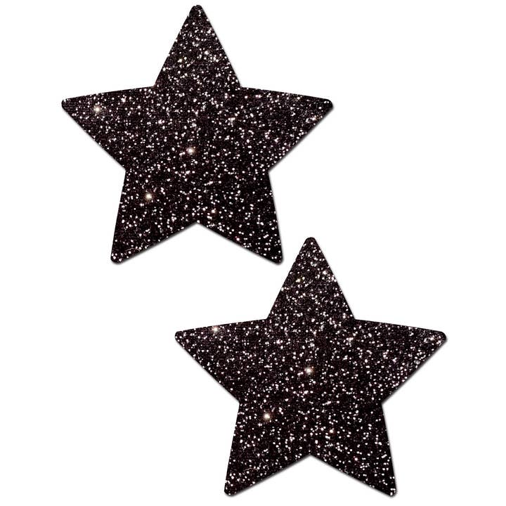 Pastease® - Wholesale Nipple Pasties - Women's - Star: Sparkle Black Stars Nipple Pasties by Pastease®