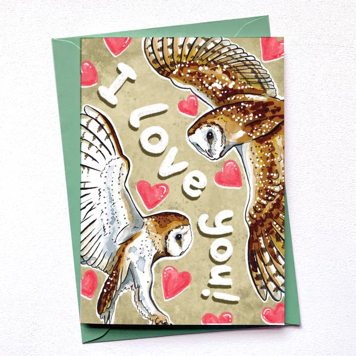 I love you barn owls card for wholesale by Alexia Claire Ltd