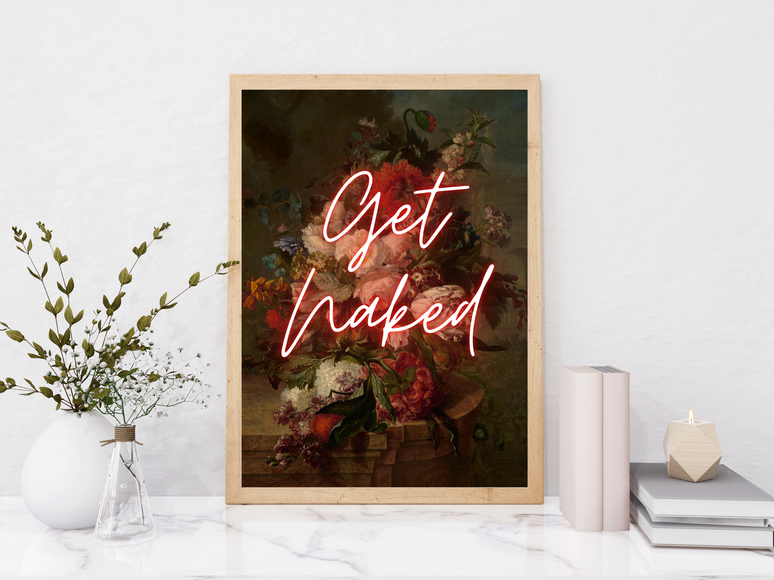 EK Print and Design - Wholesale Bathroom Sign - Get Naked Neon Bathroom Poster | Maximalist Wall Art5