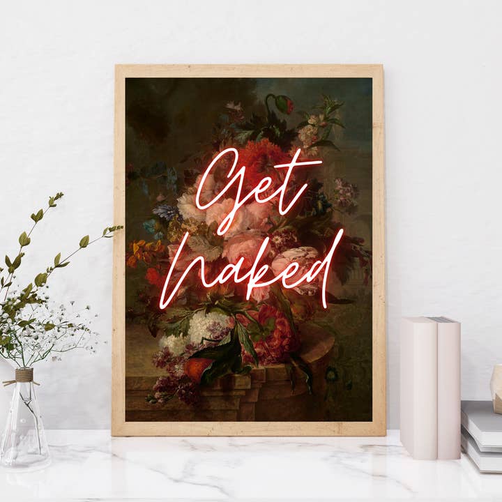 EK Print and Design - Wholesale Bathroom Sign - Get Naked Neon Bathroom Poster | Maximalist Wall Art5
