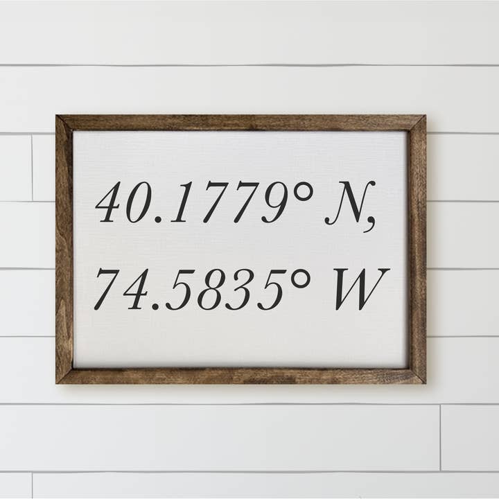 Coordinates Wood Framed Sign for wholesale by DWELL Home Shoppe