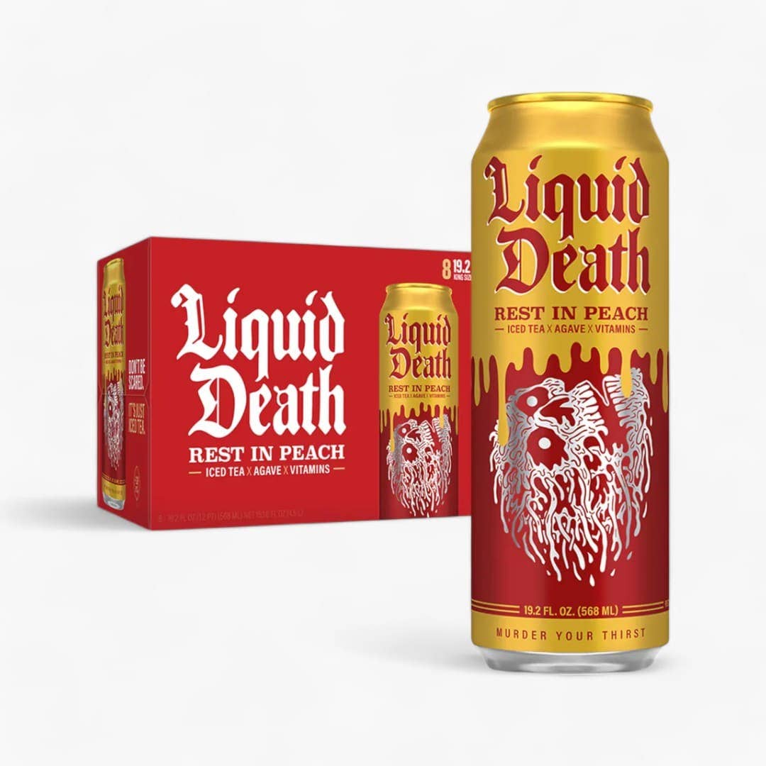 L&F Universal Goods - Wholesale Iced Tea - Liquid Death Rest In Peach Flavored Iced Tea 12 Cans