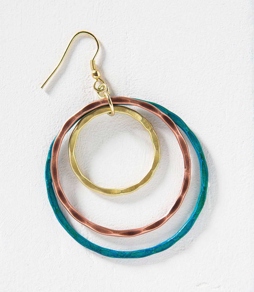 Matr Boomie Fair Trade – Brincos de argola por atacado – Brincos Vitana em Cascading - Azul, Cobre, Ouro1