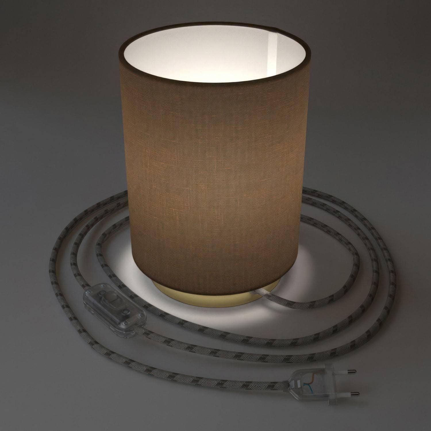 LIGHTINUP S.R.L. - Wholesale Accent/Desk Lamp - Metal table lamp with Camelot Brown Cylinder lampshade, complete1