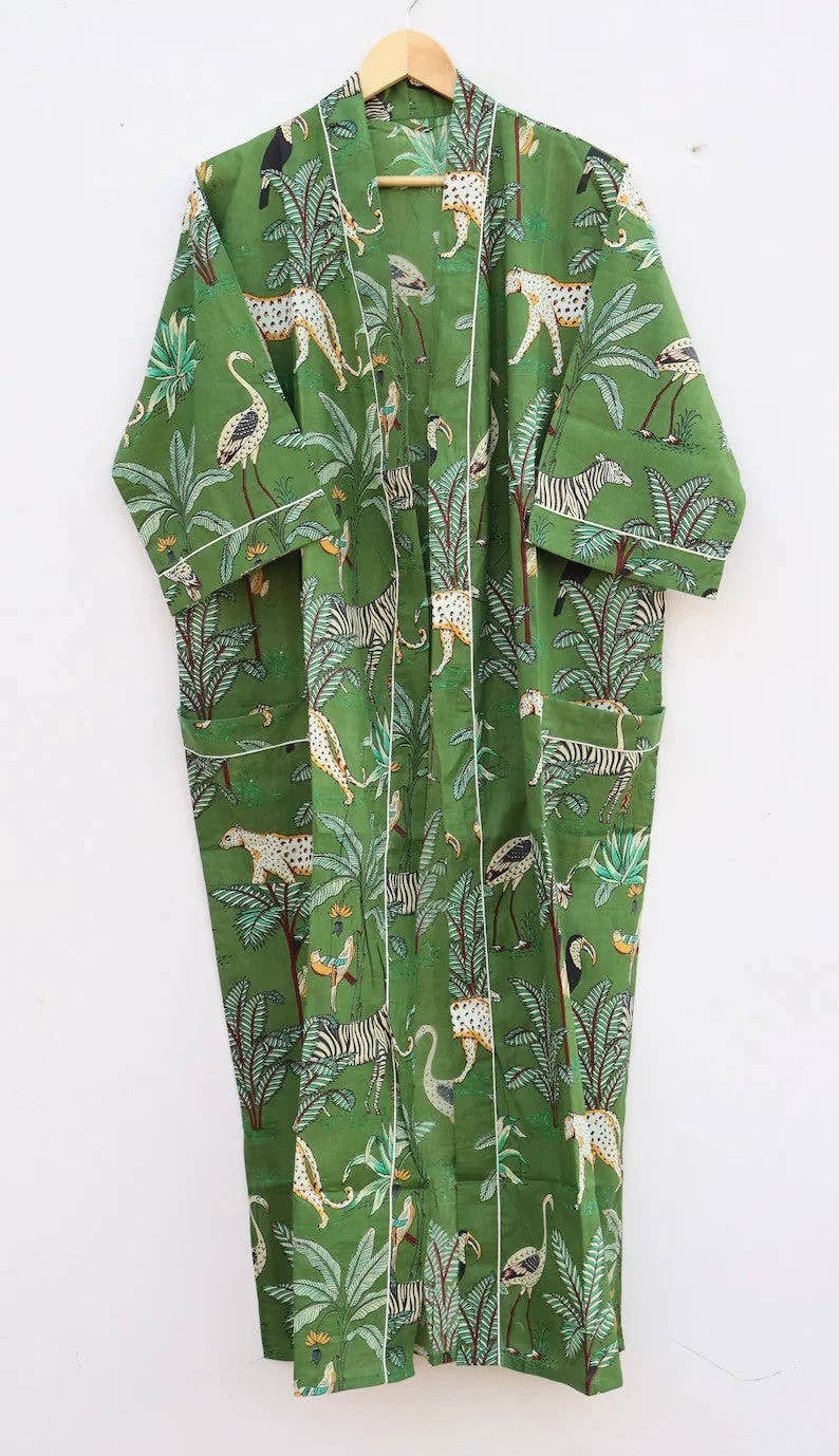 bhavnas boutique – Großhandel Bademantel – Damen – Damen Kimono-Bademantel mit Boho-Tiermotiv2