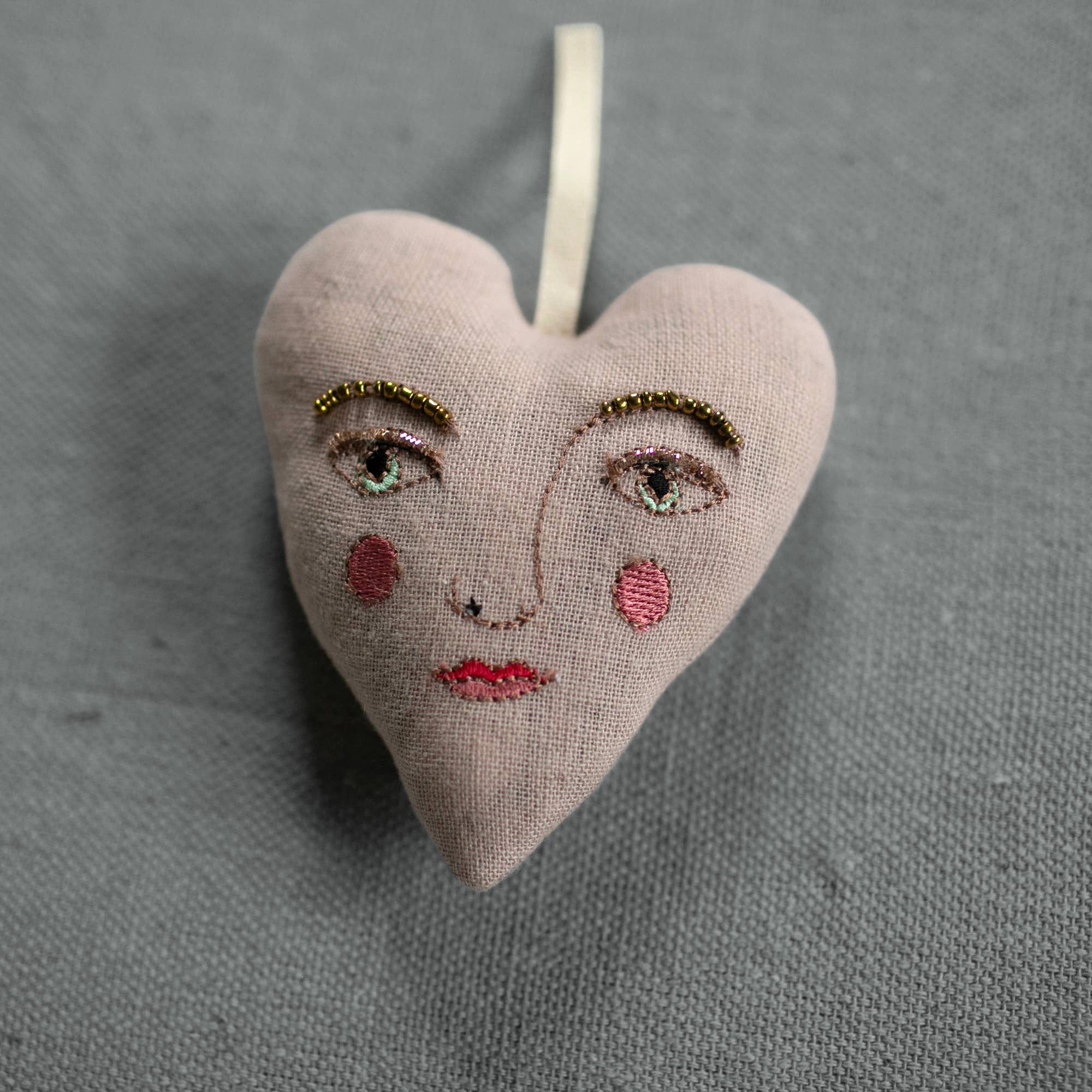 Skippy Cotton - Wholesale Ornament - Handsome Heart, lavender & cotton Ornament2