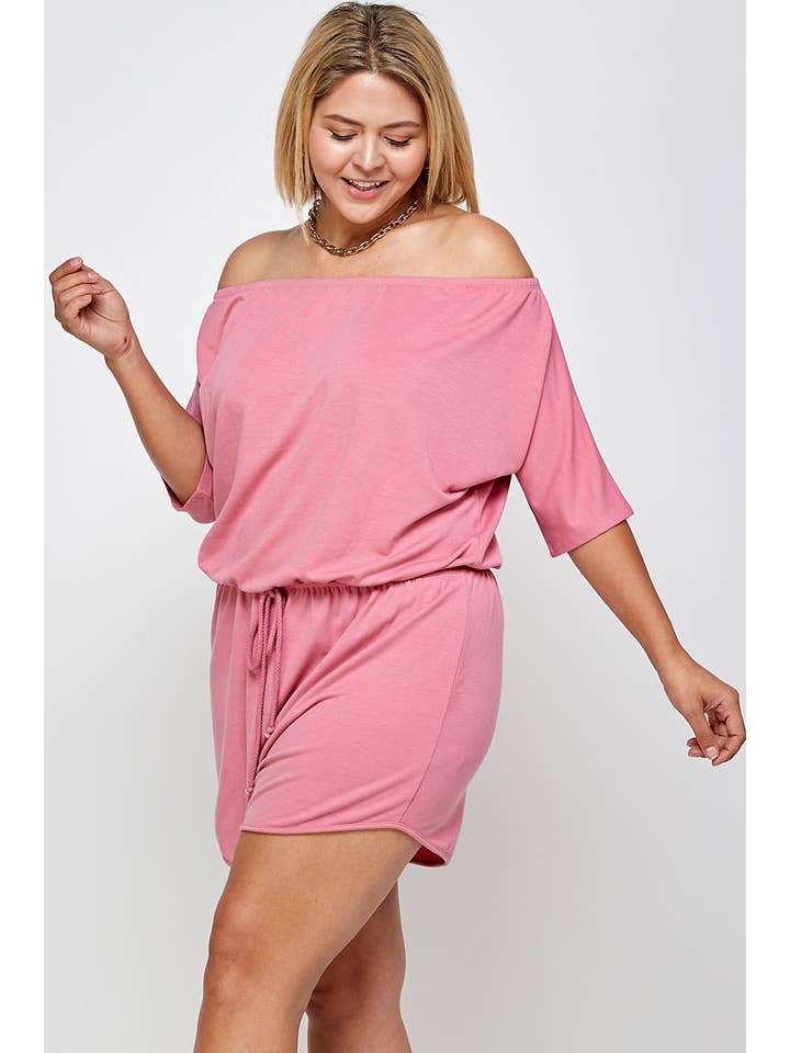 Haute Fox Plus Size & Contemporary - Wholesale Romper - Women's - Plus Size Off Shoulder Relaxed Romper - WG17094-2RP
