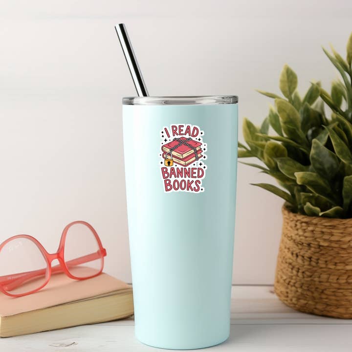 Purely Bookish - Wholesale Sticker - I Read Banned Books Book Reader Sticker β 3" Waterproof Bookish Sticker with Holo Overlay β Reading, Books, Reader Gift, Book Lover, Bookstore Merch2