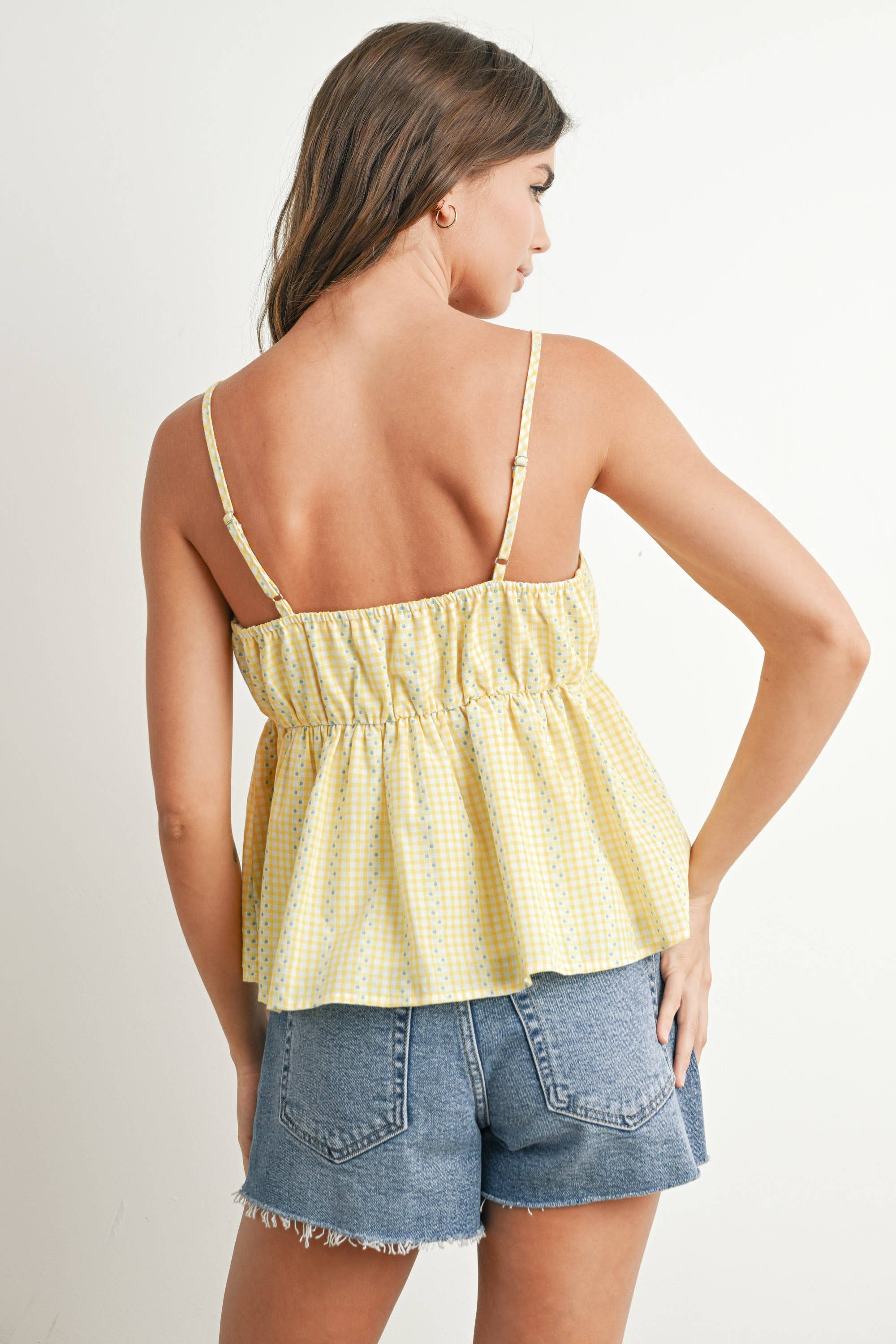 BUTTERMELON - Wholesale Blouse - Women's - Gingham Peplum Top - BMT762612