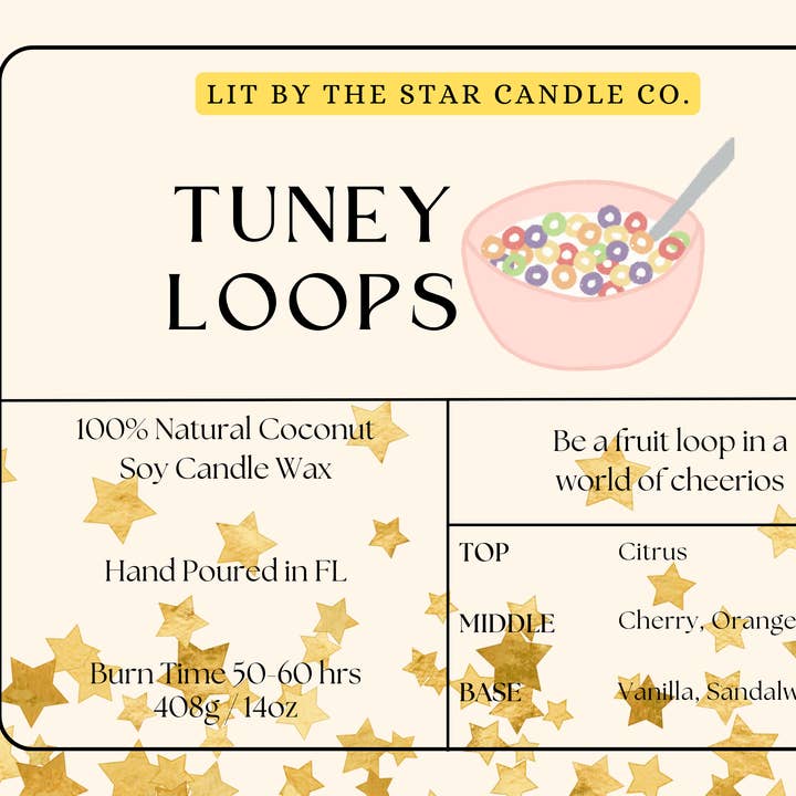 Tuney Loops - Matte Black Glass Coconut Soy Candle for wholesale by Lit By The Star Candle Co.