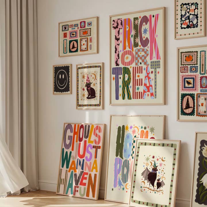 Kate Fox Design – wholesale Art print – Bat Magic Art Print, Colourful, Fun Art, Home Decor, Fall2