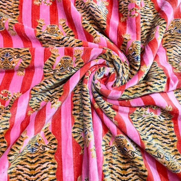 bhavnas boutique - Wholesale Fabric Paint - Velvet Animal Tiger Print All Fabric by The Yard Home Decor