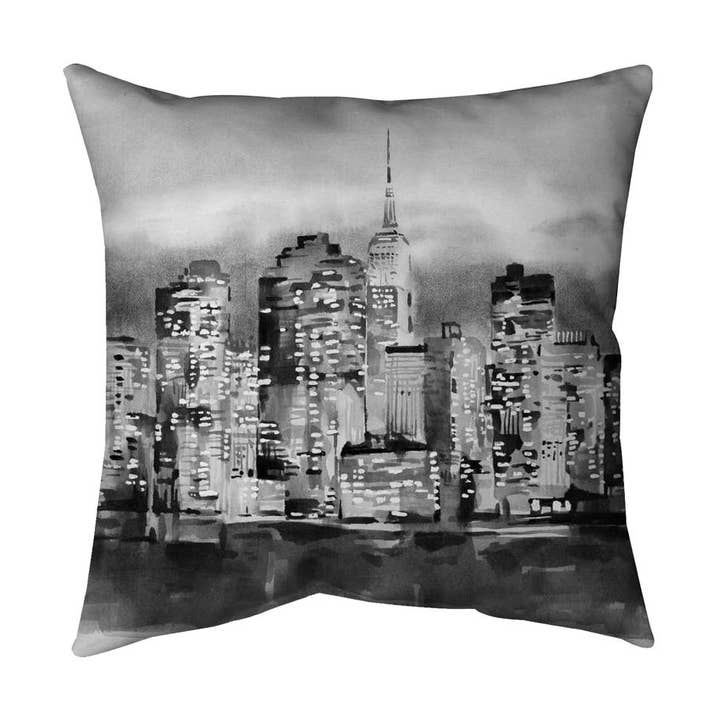 Almofada com paisagem urbana em aquarela | Decoração de edifícios modernos por atacado de BEGIN HOME DECOR