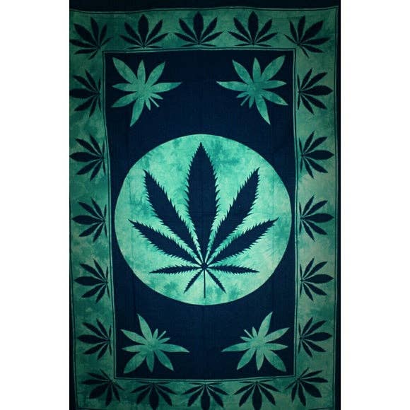Wild Lotus – wholesale Tapis/Textil – Marijuana Leaf Inramad Art Twin Size Tapestry