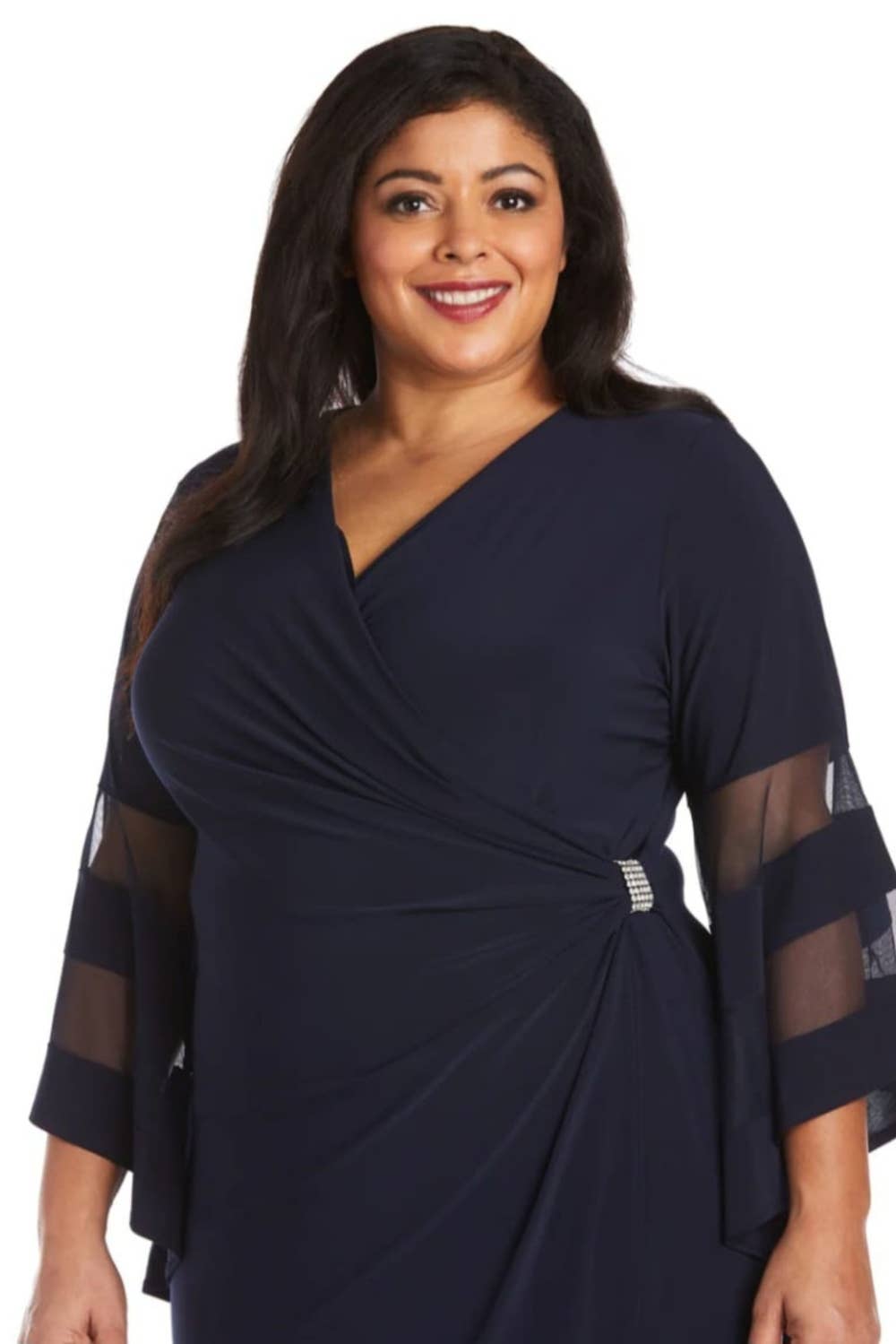 New Yorker's Apparel – wholesale Dress – Women's – RM Richards Sheer Trim Bell Sleeve Evening Dress2