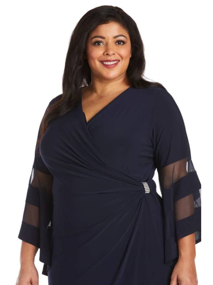 New Yorker's Apparel – wholesale Dress – Women's – RM Richards Sheer Trim Bell Sleeve Evening Dress2