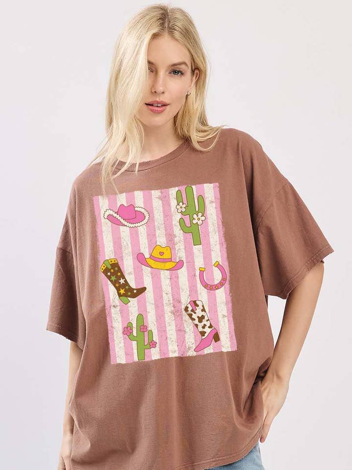 T-shirt box oversize sans coutures à motif graphique Western Elements pour la vente par Zutter