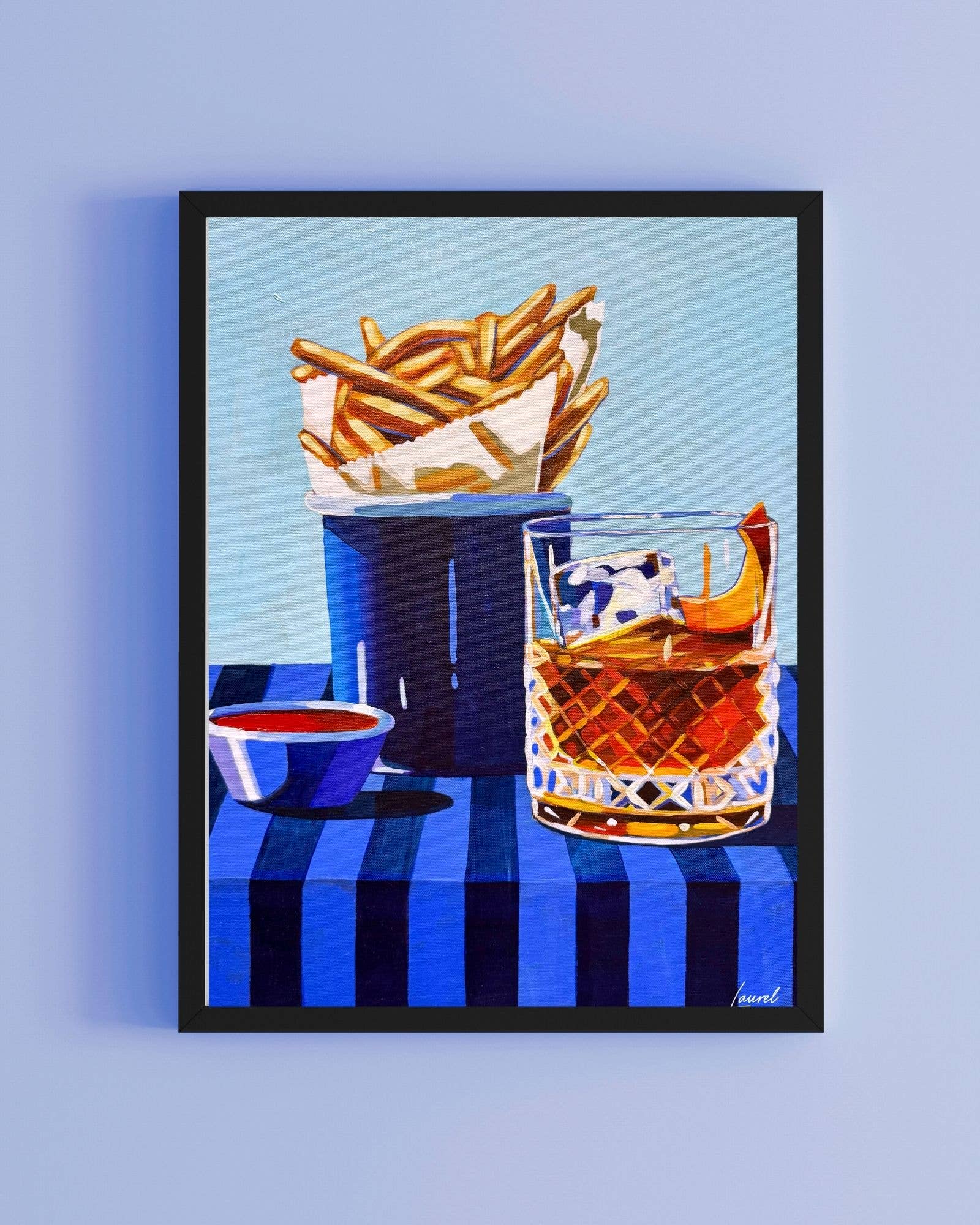 Whiskey and Fries Bar Cart Decor Art print for wholesale by Laurel Greenfield Art