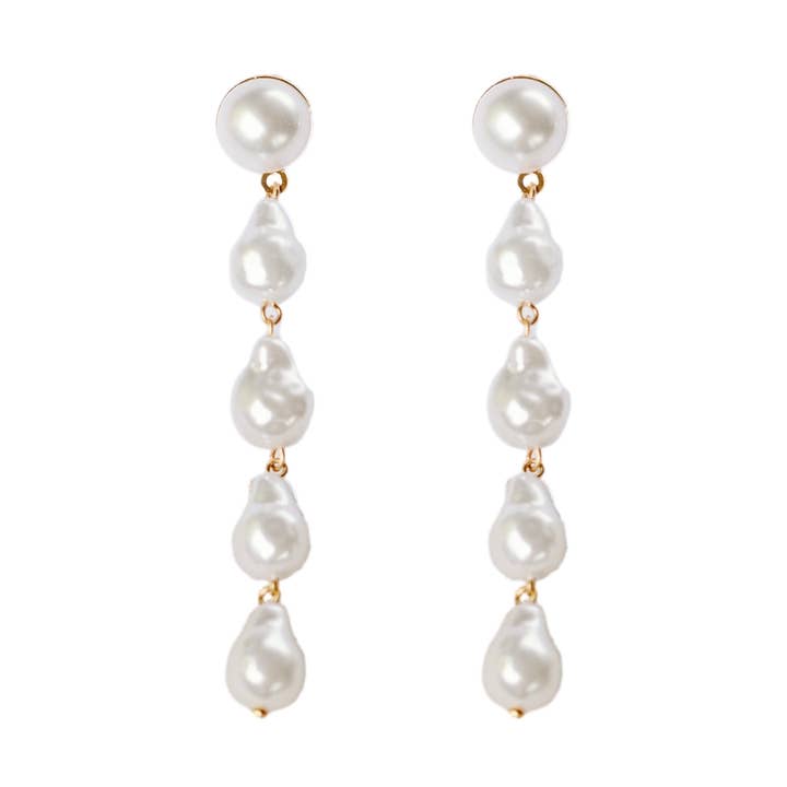 Natural Pearl Statement Drop Statement Earrings for wholesale by St Armands Designs of Sarasota