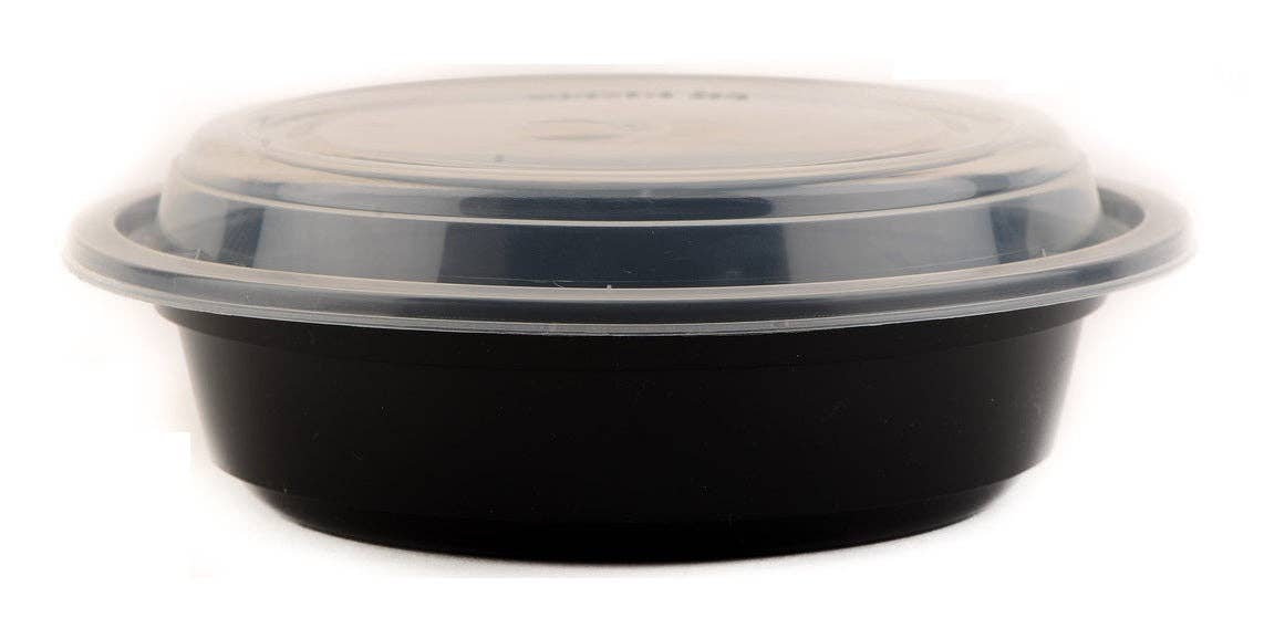 EcoQuality - Wholesale Food Storage Container - 32Oz Black Disposable Plastic Round Microwavable Food2
