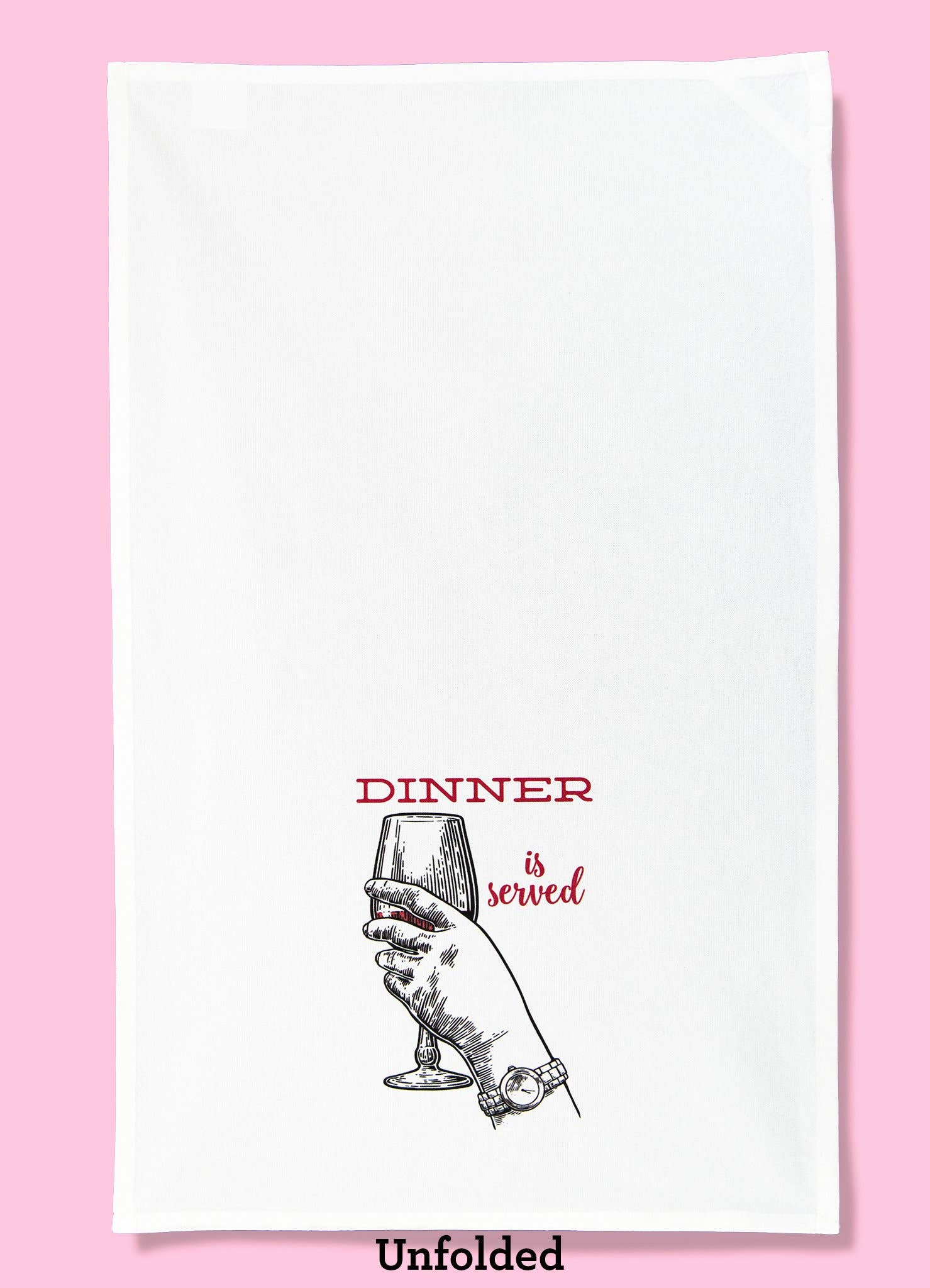 Bad Grandma Designs - Wholesale Tea Towel - Dinner Is Served (Wine) Dishtowel1