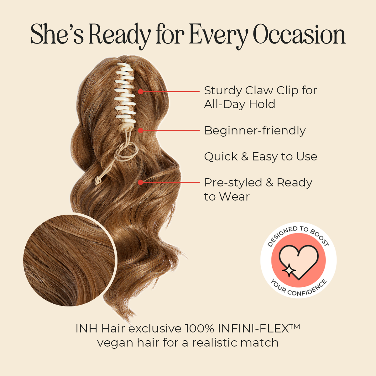 INH Hair - Wholesale Hair Clip - Women's - Emily | Half up Half Down Mini Claw Clip Pony21