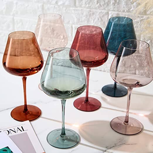 The Wine Savant / Khen Glassware - Wholesale Wine Glass - Pastel Large Colored Crystal Wine Glass Set of 63