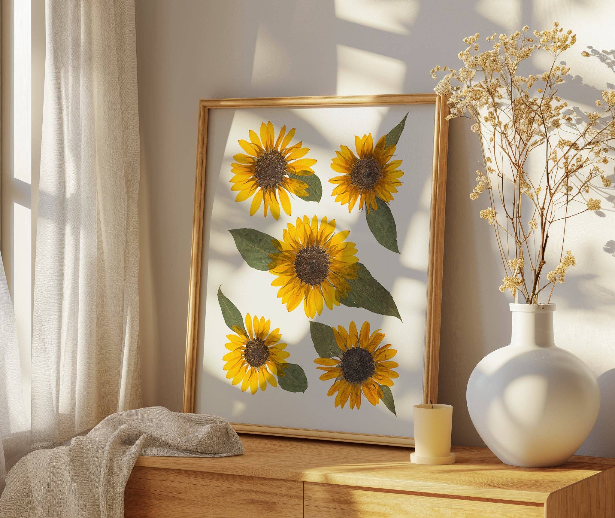Hope Steinle Pressed Flower Art - Wholesale Art Print - Pressed Flower Fine Art Print - "Golden Glow"5