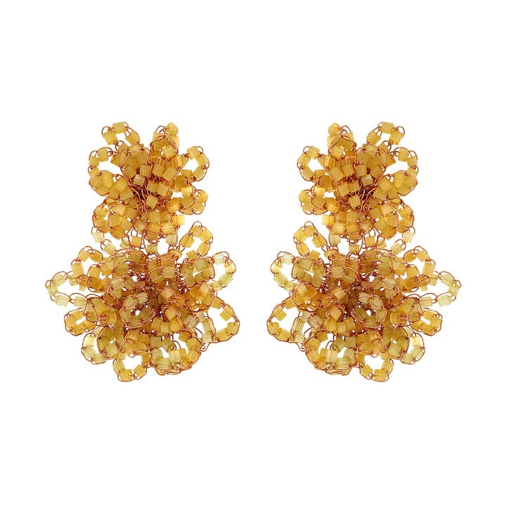 Smørgul Mix Agnes Håndlavede Hæklede Øreringe for engroshandel hos Lavish By Tricia Milaneze