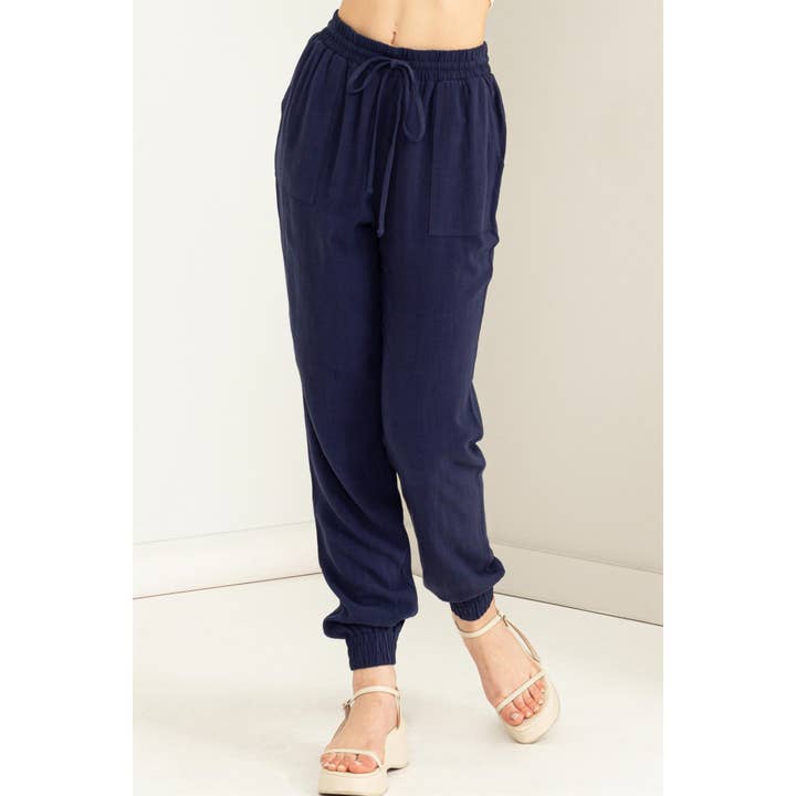 HYFVE - Wholesale Athletic Sweatpants/Joggers - Women's - DZ23A546-Linen Drawstring Jogger Pants