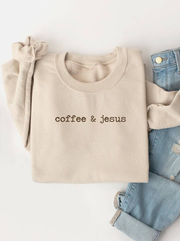 Coffee & Jesus Graphic Sweatshirt for wholesale by COLORBEAR