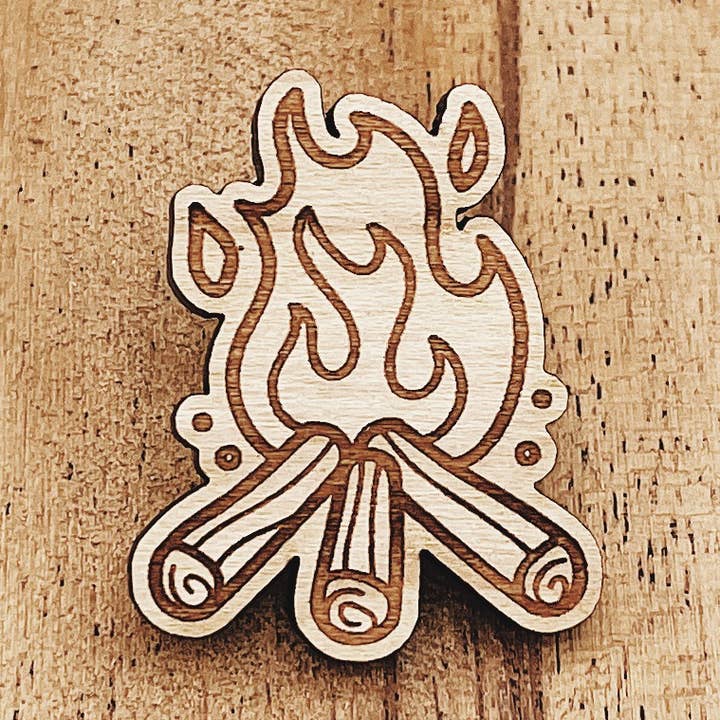 Camp Fire Wooden Pin for wholesale by The Wooden Pin