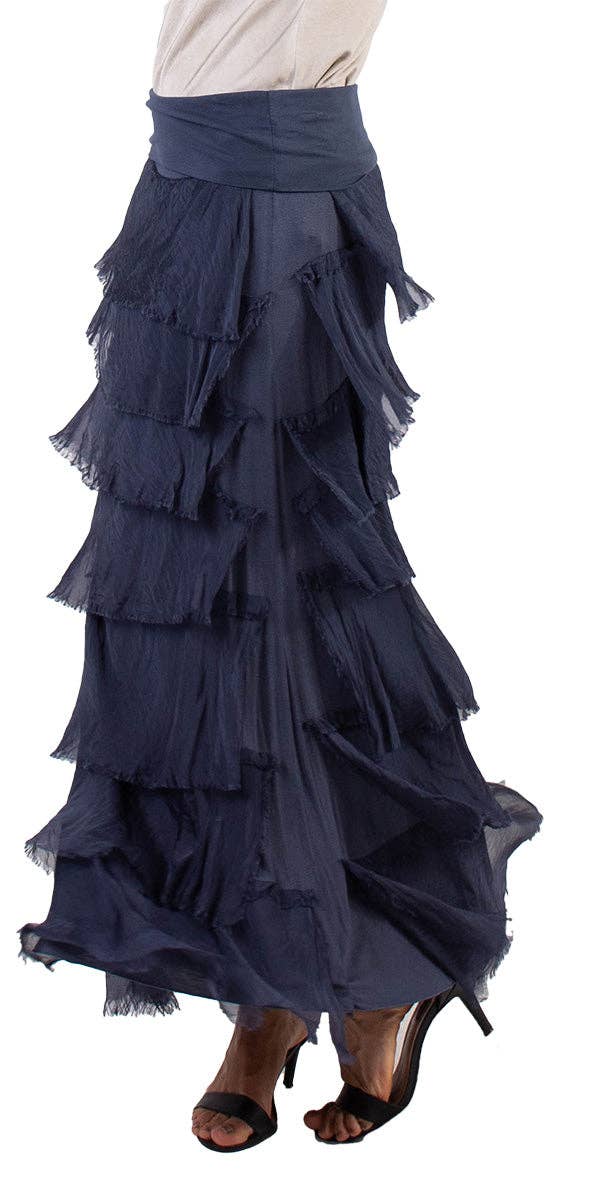 Gigi Moda - Vente Jupe – femme - Jupe volantée longue en soie20