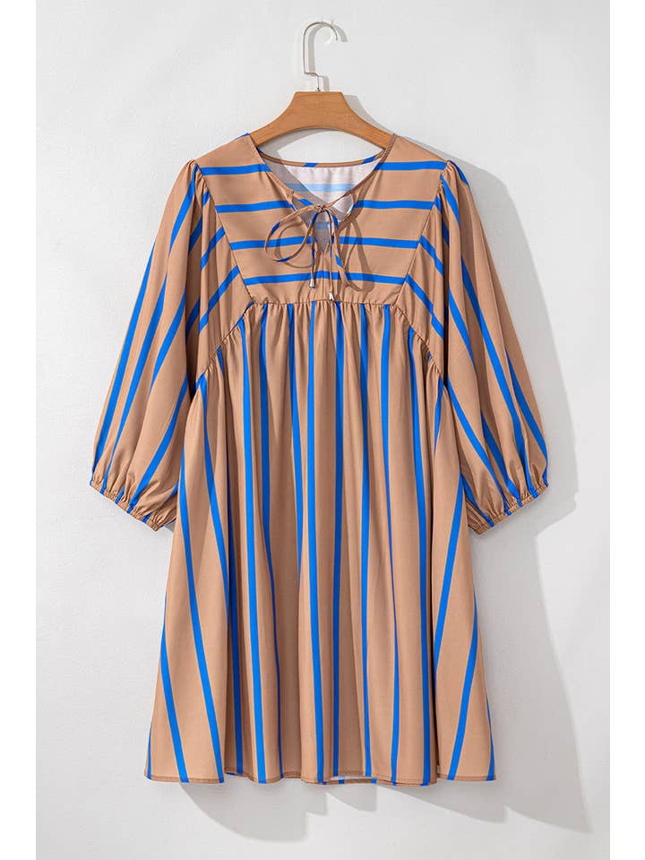 Plus Size Stripe 3/4 Sleeve Babydoll Dress for wholesale on Faire